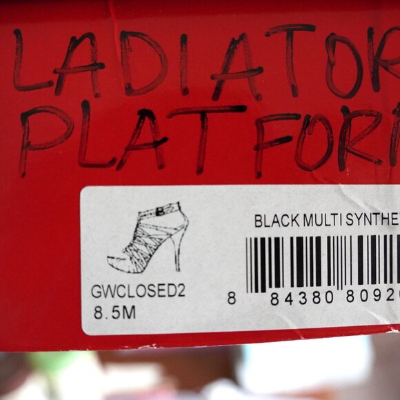 GUESS Open Toe Gladiator Snake Skin Platform Heels - Picture 9 of 9